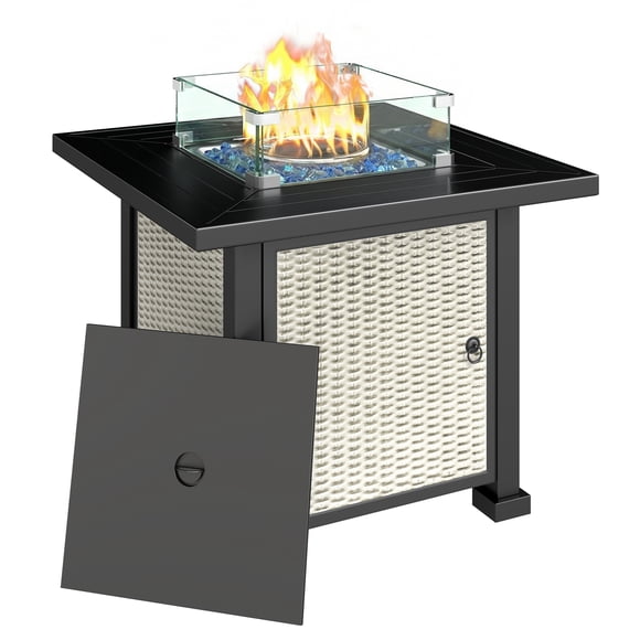 Outsunny 32" Outdoor Propane Gas Fire Pit Table, 50,000 BTU, Grey