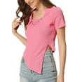 thumbnail image 4 of Allegra K Asymmetrical Crop Top for Women's Short Sleeve Square Neck T-shirt, 4 of 5