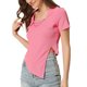 thumbnail image 4 of Top corto asimétrico INSPIRE CHIC para mujeres, camiseta de manga corta con escote cuadrado rosa XL, 4 of 5