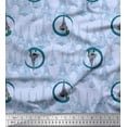 thumbnail image 1 of Soimoi Blue Silk Fabric Cedar Tree & Eiffel Tower Architectural Print Sewing Fabric Yard 42 Inch Wide, 1 of 3