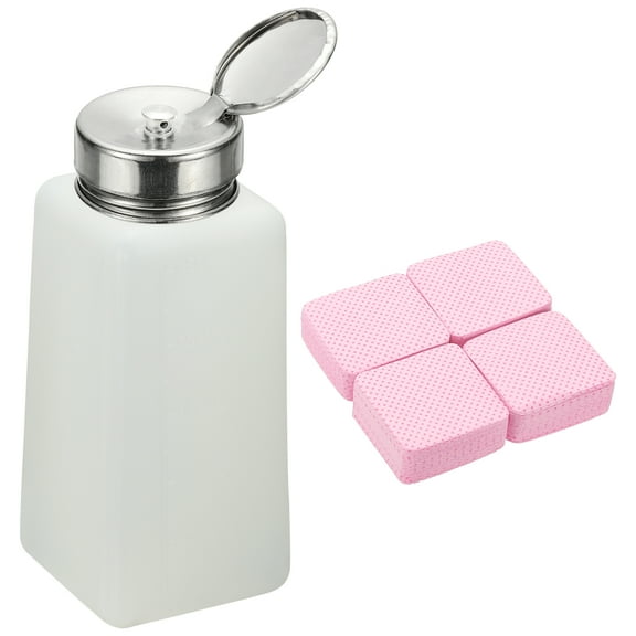 Uxcell Alcohol Dispenser, 250ml(8.5oz) Pump Bottle for Nail Polish Remover, White(Splash-proof Pump Head)