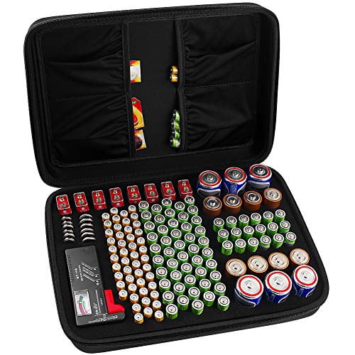 Battery Organiser Storage Box With Removable Battery Tester  Batteries AA AAA 9V 