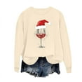 thumbnail image 3 of Uootdi Christmas Long Sleeve Gift Sweatshirts for Women Crewneck Christmas Gnome Wine Glass Cute Santa Hat Xmas Tree Graphic T-S hirts, 3 of 6