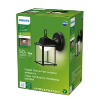 Philips LED 50-Watt Outdoor Weather Resistant Square Wall Lantern, Bright White, Dimmable (1-Pack), Corded Electric