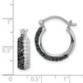 thumbnail image 2 of Primal Silver Sterling Silver Black and White Cubic Zirconia Hoop Earrings, 2 of 4