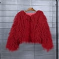 thumbnail image 4 of JGGSPWM Women's Cozy Shaggy Faux Furry Winter Outwear: Warm Long Sleeve Coat Jacket Red 3XL, 4 of 7