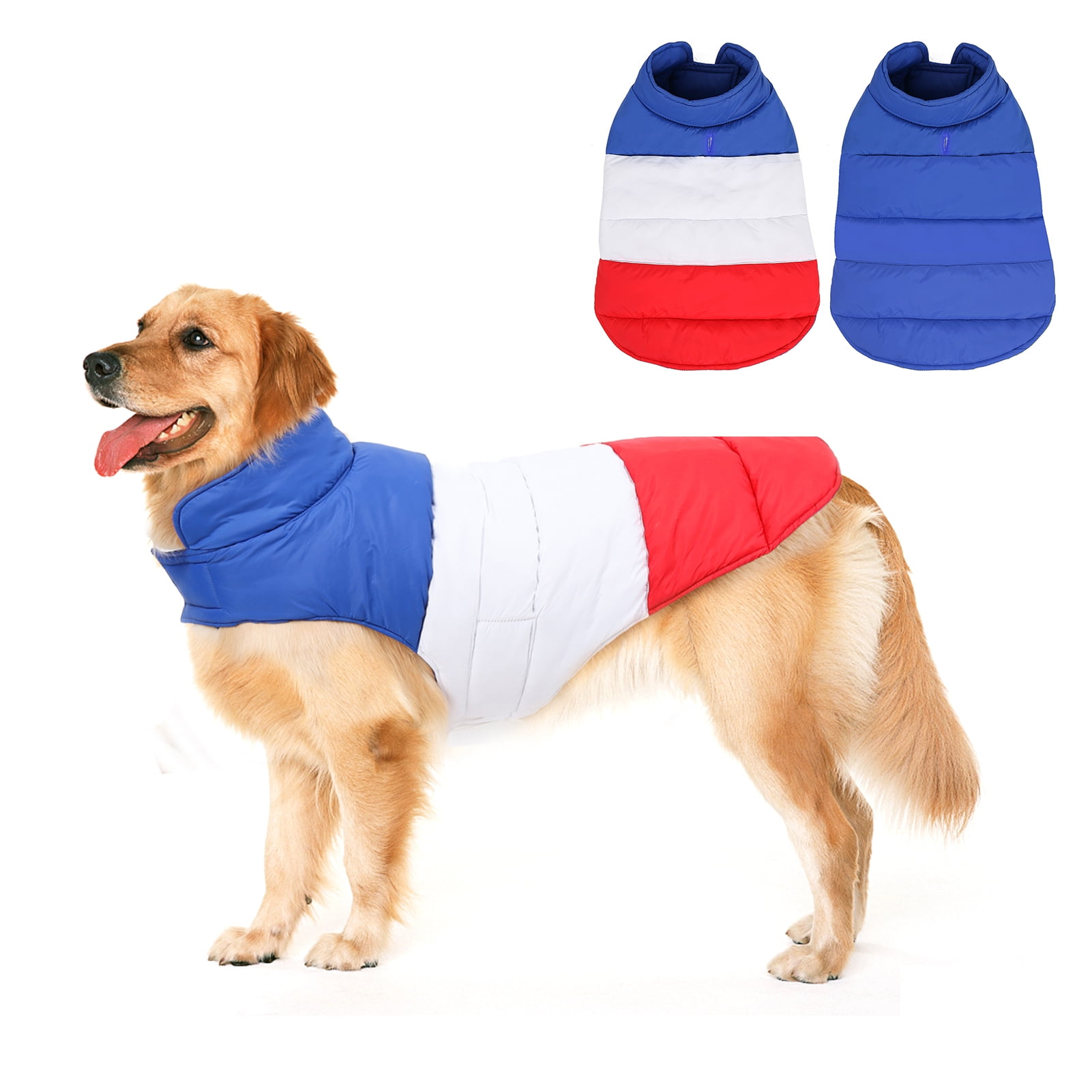 Petglad Colorful Dog Coat, Reversible Winter Jacket Warm Pet Vest