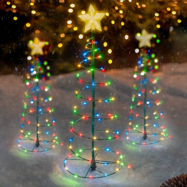 Outdoor Spiral Christmas Tree Lights, 1.6Ft Solar Powered Courtyard