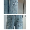 thumbnail image 3 of Rolanko Girls Overalls Denim Bib Distressed Jumpsuit Kids Blue Baggy Jean Pants 4-14 Years with Pockets, 3 of 5