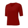 thumbnail image 6 of WTXUE T-Shirts Short Sleeve, Crew Neck Shirts for Women's Sweater Sweater Sweater V Neck Loose Base T Shirt Top Cotton Solid, Crochet Tops | Casual for Women Red XL, 6 of 10