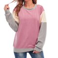 thumbnail image 1 of Gibobby Sudadera con forro polar Mujer Nueva blusa de manga larga con cuello redondo para otoño e invierno, suéter de Color en contraste, abrigo, suéteres para mujer (Rosa, M), 1 of 5