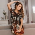 thumbnail image 3 of Lsque Whimsical Halloween Skeletons Pattern Nightgowns for Women Sleep Shirts Short Sleeve Nightshirt Pullover Nightdress Soft Sleepwear Relaxed Fit Nightdress, 3 of 6