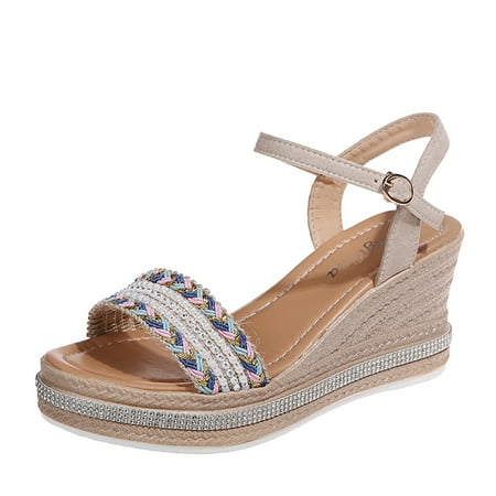 

adviicd Heels Sandals for Women Sandals Womens Size 7 Heel And Spring Heel Sandals Shoes High Casual Summer Women Pearl Wedge Womens Wedge Thong Sandals