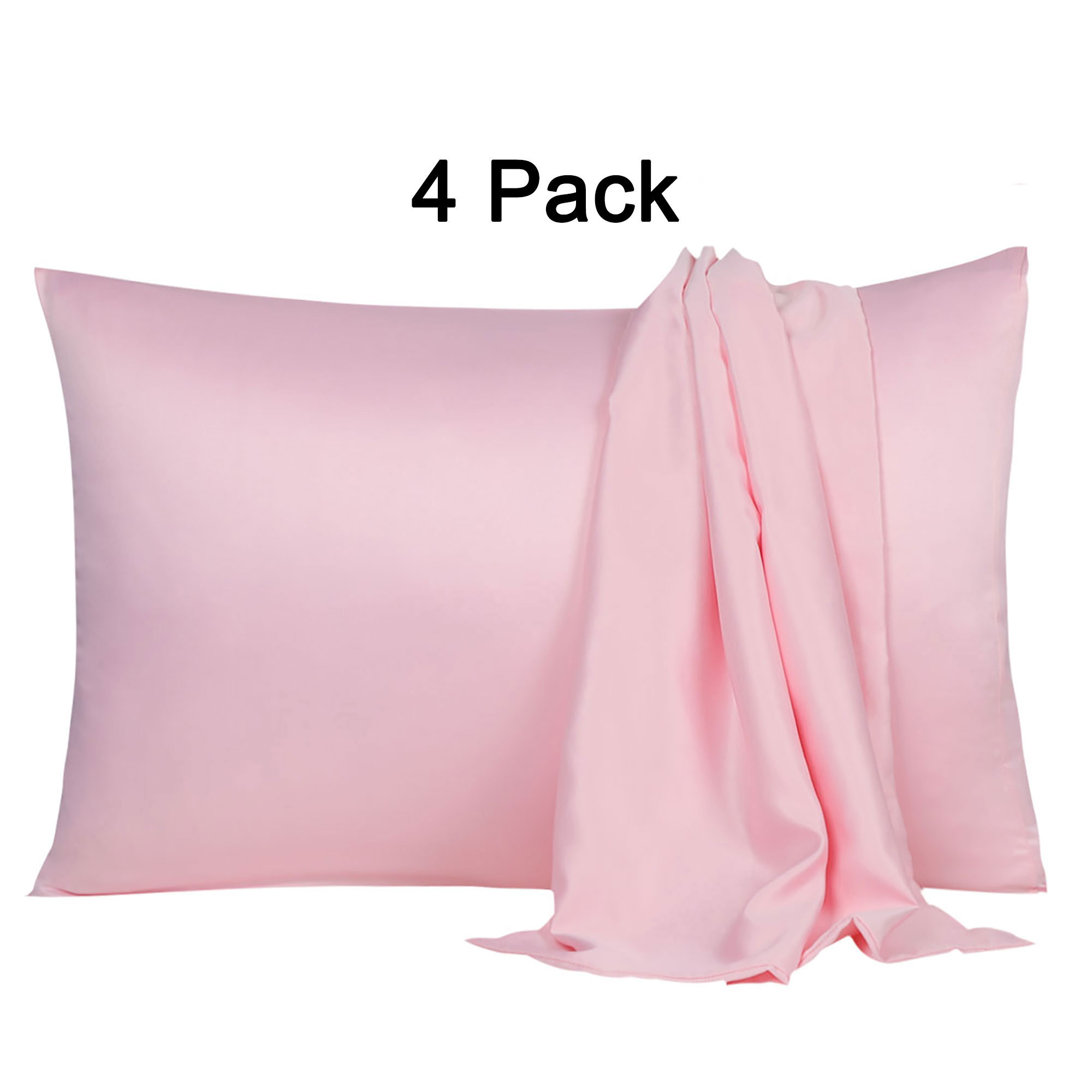 4 Pack Luxury Satin Pillowcase Cooling Silk Pillow Slip Cases Covers