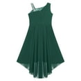 thumbnail image 5 of Alvivi Kids Chiffon Flower Girl Dress One Shoulder Wedding Birthday Party High Low Hem Ball Gown Army Green 10, 5 of 6