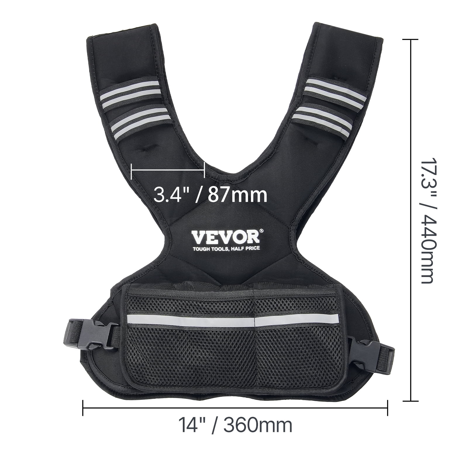 VEVOR Adjustable Weighted Vest, 11-20lb Weight Vest with 6 Ironsand Weights and Reflective Stripe, Body Weight Vest Exercise Set for Men Women, Workout Equipment for Strength Training Running