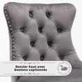 thumbnail image 6 of Velvet Upholstered Bar Stools Set of 2 with Back and Wood Legs, Metal Pulling Ring, Armless Counter Height Barstools for Kitchen Island, Pub, 6 of 7