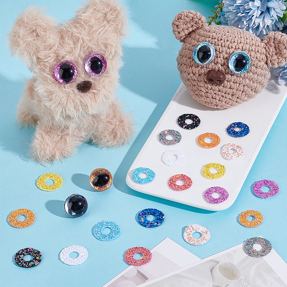 200pcs 20 Colors Safety Eyes Washers Resin Craft Eyes Backs Stuffed Crochet Washers Eyes Nose Gaskets Kawaii Eyes Washers