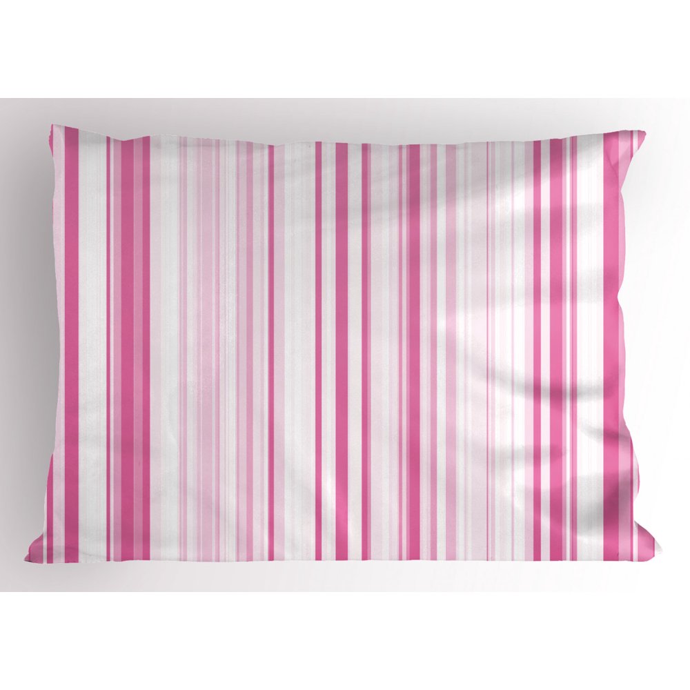 Light Pink Pillow Sham Vertical Striped Abstract Color Bands Straight Lines Geometric Artistic