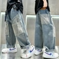 thumbnail image 2 of Teen Boys Jeans Spring Fall Children's Trousers Loose Fashion Cartoon Ripped Hole Toddler Korean Kids Casual Denim Pants 5-14 Y, 2 of 6