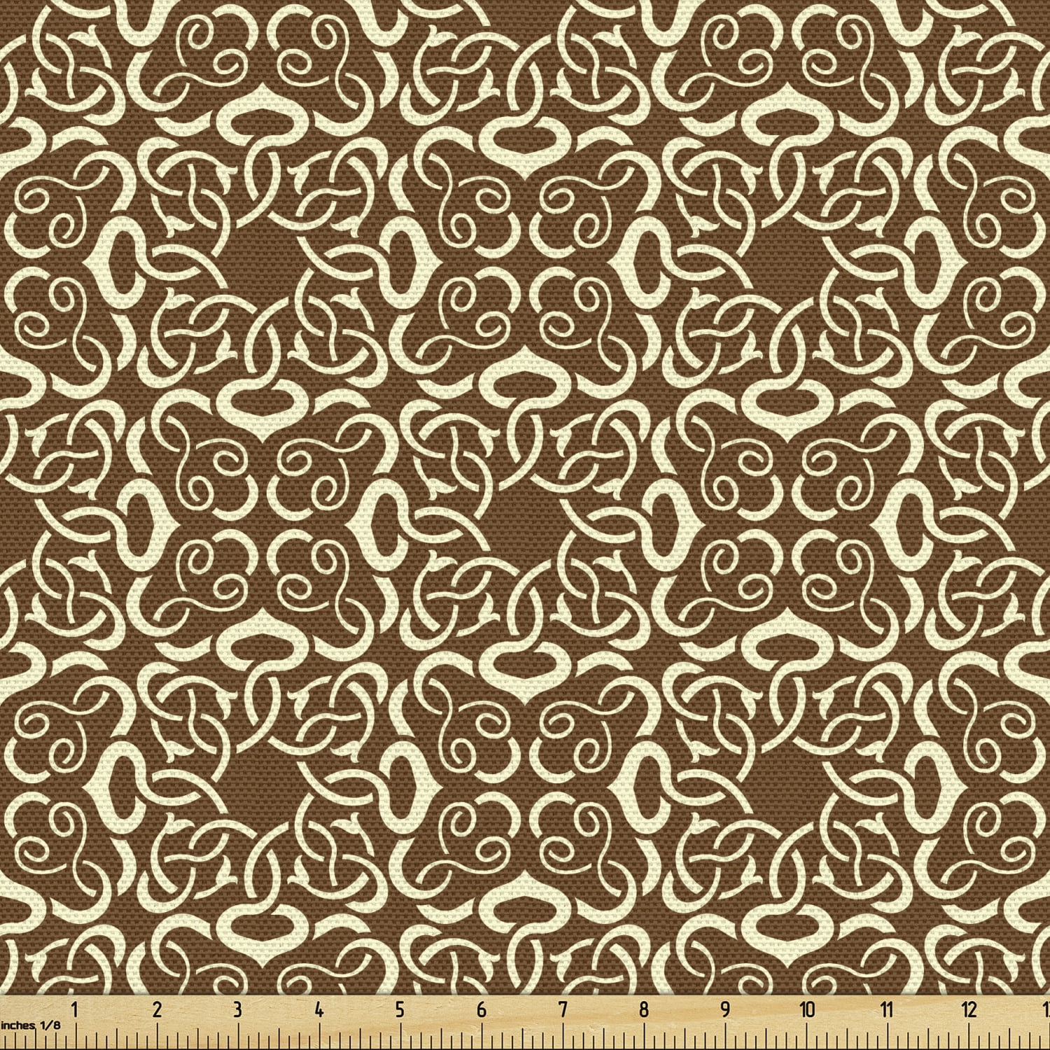 Victorian Sofa Upholstery Fabric by the Yard, Ornamental Swirls Curves