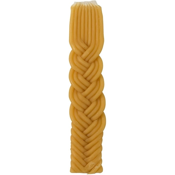 Ner Mitzvah, 7.5" Pure Beeswax Braided Havdalah Candle - Yellow