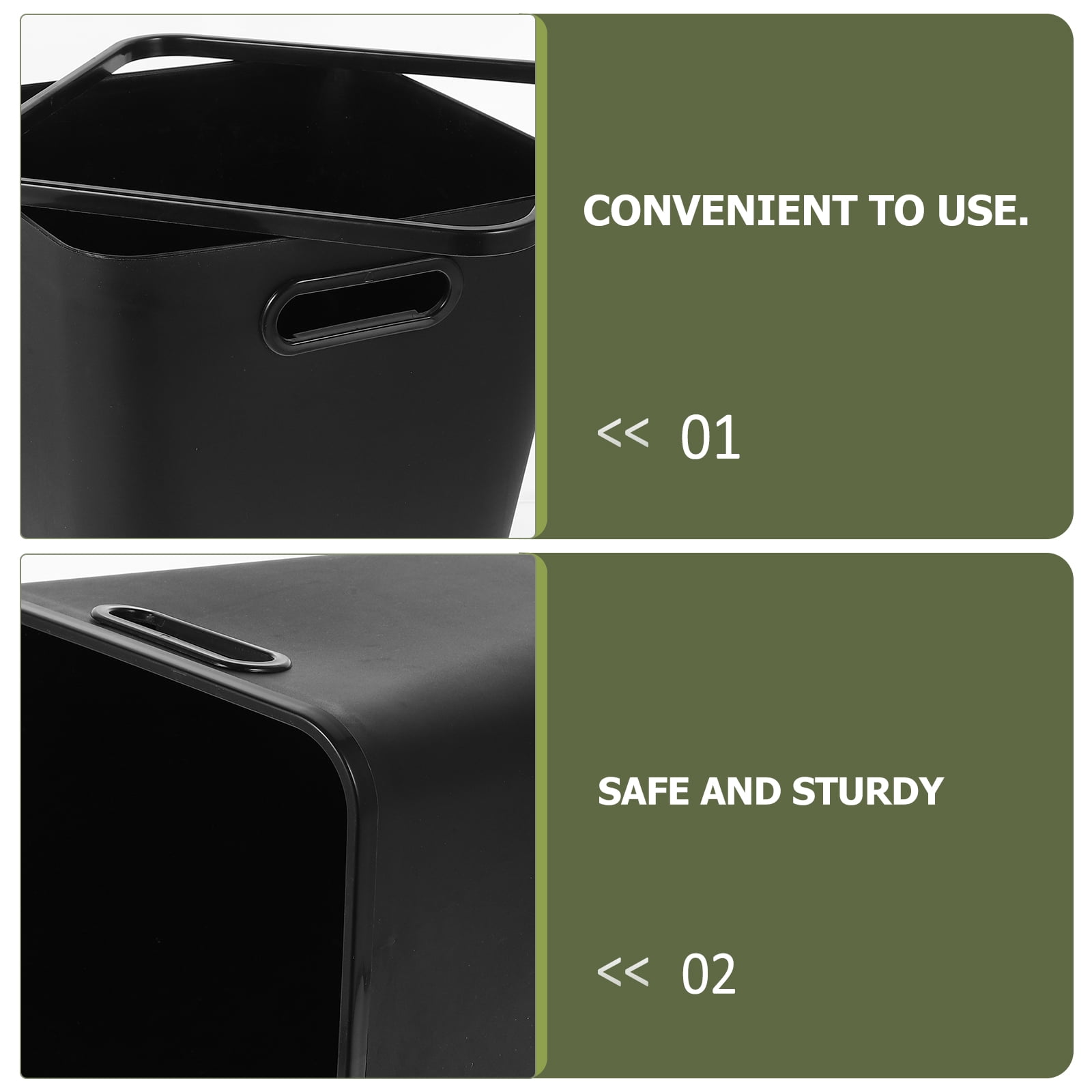 LOLIPPYY Black Bathroom Garbage Can 1 Piece, Compact Trash Bin for Homeowners and Small Spaces