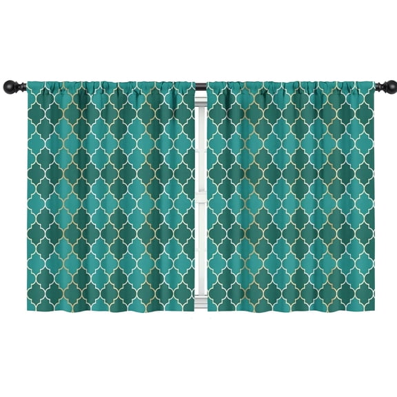 Blackout Kids Curtains,Teal Gold Checkerboard Checkered Pattern Childrens Insulated Curtains Set Of 2,Bedroom Essentials,Toddler Room Decor 42"x54"