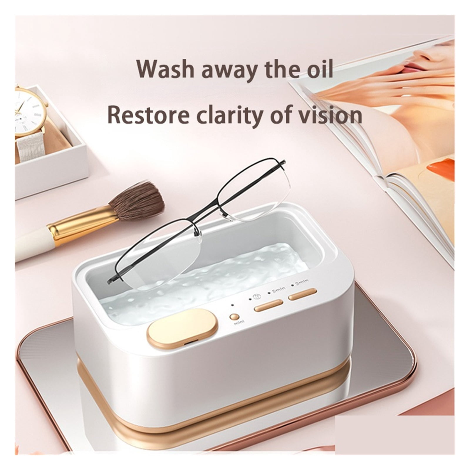 Ultrasonic Cleaner Portable Household Cleaning Machine Jewelry Glasses High Frequency Ultrasonic ,Convenient to Use