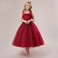 thumbnail image 2 of Flower Girls Floral Tutu Dress Long A Line Wedding Pageant Dresses Elegant Birthday Party Ball Gown, Dress for Age 16-17 Years, Brick Red, 2 of 9
