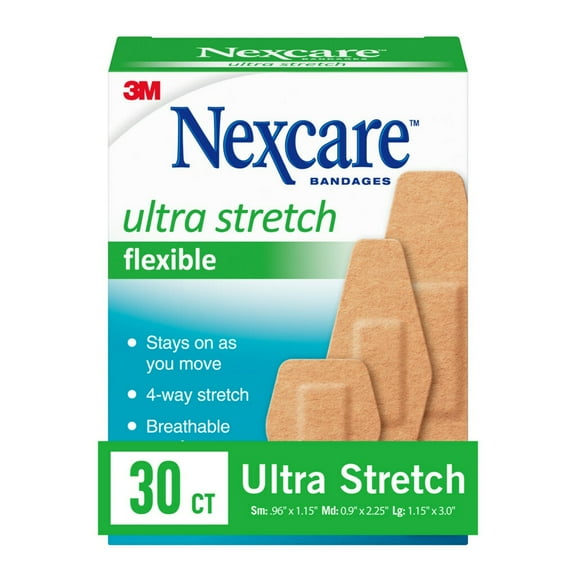 Nexcare Ultra Stretch Flexible Bandages, Assorted Sizes, 30 Count