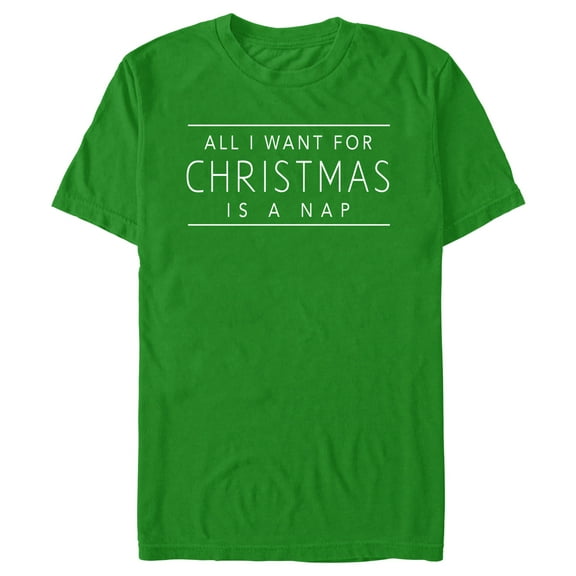 Men's Lost Gods All I Want for Christmas Is a Nap  Graphic Tee Kelly Green 3X Large