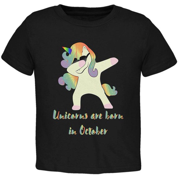 October Birthday Dabbing Unicorn Sunglasses Toddler T Shirt