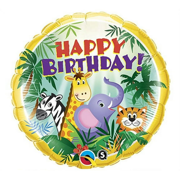 Jungle Friend Happy Birthday 18 inch Foil Balloon