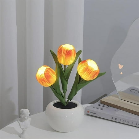 

Tulip Lamp Lights Table Lamp Desk Lamp Battery/Rechargeable Led Simulation Tulip Night Light with Vase Birthday Anniversary Christmas Gift
