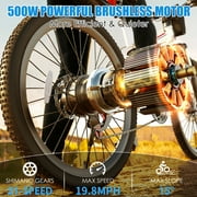 Elifine 500W 26 Electric Bike Folding Electric Mountain Bike for Adults, 22Mph, 48V 7.8Ah Battery Foldable Ebike, 21 Speed, Full Suspension Mountain E-bikes for Men Women with 5 Riding Modes, UL2849