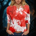 thumbnail image 2 of CAUYDY Womens Fall Shirts Halloween V Neck 3/4 Length Sleeve Pumpkin T-Shirts Thanksgiving Graphic Tee Tops(,XL), 2 of 5