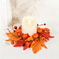thumbnail image 2 of ICQOVD Halloween Thanksgiving Candle Ring Wreath Artificial Pumpkin Maple Leaf Tabletop Fall Harvest Decoration, 2 of 9