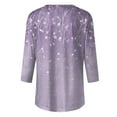 thumbnail image 5 of Siilsaa Women's Plus Size V Neck T Shirts Summer 3/4 Sleeve Tees Casual Loose Fit Cotton Tunic Tops Light Purple,XL, 5 of 6