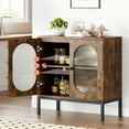 thumbnail image 3 of Rustic Rattan Sideboard Buffet Cabinet – Wood Entryway Storage with Changhong Glass, Adjustable Shelves, Mid-Century Modern Design – Hallway, Dining Room, Living Room – Classic Color, Changhong Glass, 3 of 8