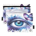 thumbnail image 2 of 2 Pack Pencil Pouch for 3 Ring Binder Smooth Zipper Folders with Pockets Clear Window Pencil Case Watercolor Eye with Butterfly, 2 of 6