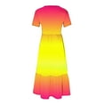 thumbnail image 5 of Summer Beach Dress for Women 2024 Plus Size Fashion Casual Short Sleeve Crewneck Dress Casual Flowy Tiered Maxi Beach Dress With Pockets Gradient Print Dress 50% off Clearance!, 5 of 7