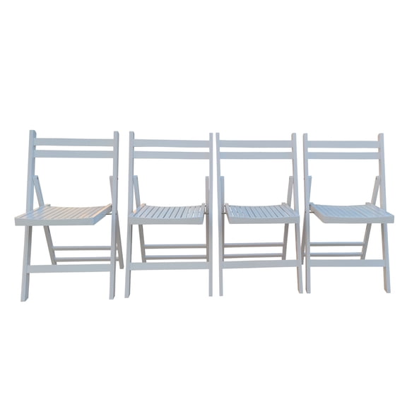 4-Pack White Wood Folding Chairs for Events, Dining & Patio - Portable, Space-Saving & Durable