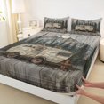 thumbnail image 3 of Manfei Camping Car Twin Sheet Sets 3pcs for Kids Children Teens,Jungle Adventure Theme Twin Fitted Sheet Microfiber,Rustic Cabin Breathable Flat Sheet,Breathable Home Decor, 3 of 7