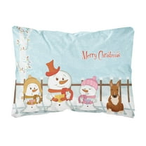 Carolines Treasures BB2465PW1216 Merry Christmas Carolers Bull Terrier Red Canvas Fabric Decorative Pillow, 12H x16W,