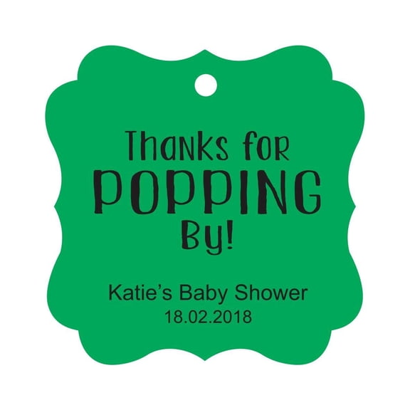 Darling Souvenir Personalized Baby Shower Favor Tags Custom Thanks For Popping By Custom Hang Tags-Green-50 Tags