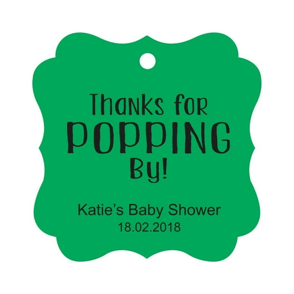 Darling Souvenir Personalized Baby Shower Favor Tags Custom Thanks For Popping By Custom Hang Tags-Green-100 Tags