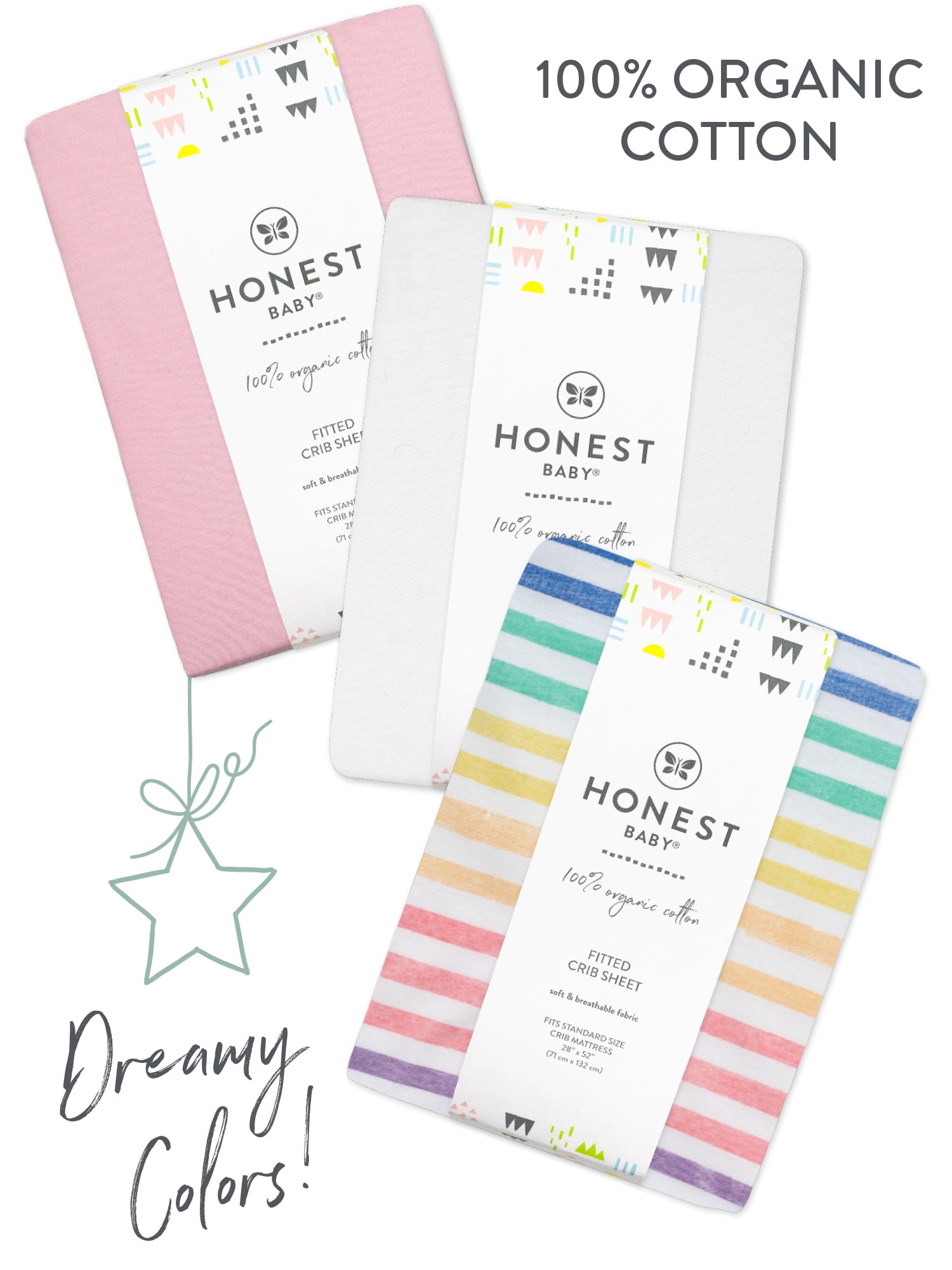 Honest Baby Clothing Organic Cotton Boy/Girl Fitted Crib Sheet