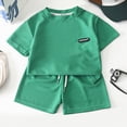 thumbnail image 2 of TOWED22 Toddler Baby Boy Summer Clothes Short Sleeve T-Shirt Tops Shorts Set 2Pcs Casual Outfit Green,9-10 Y, 2 of 8