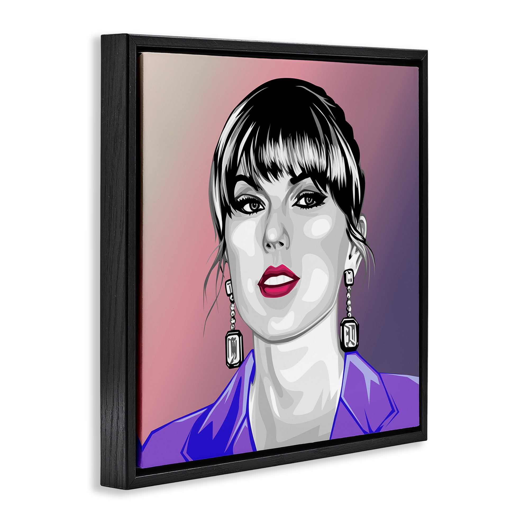 Stupell Industries Taylor Wearing Purple People Painting Black Floater Framed Canvas Art Print Wall Art, 25 x 25